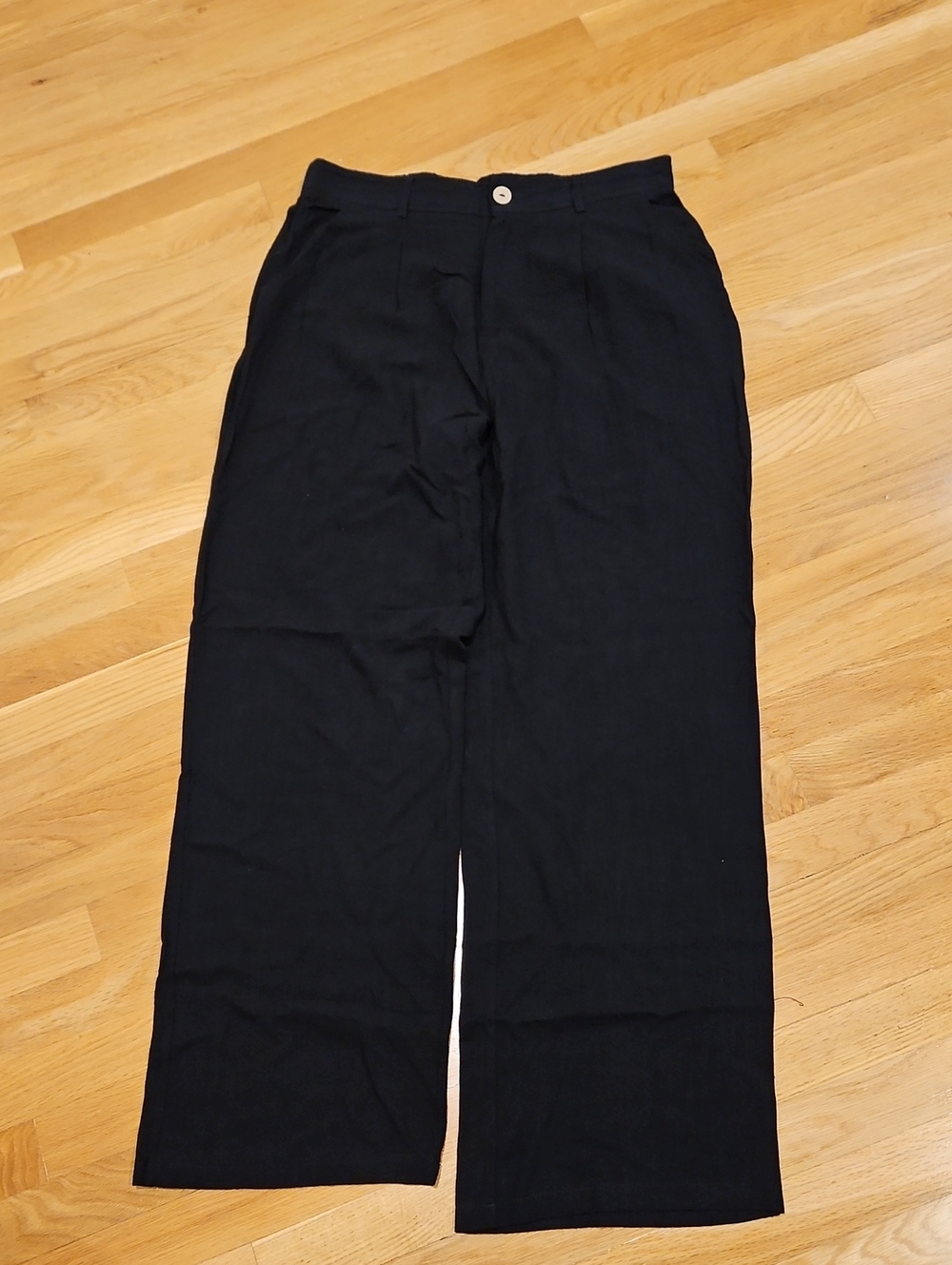 Wide-Leg Black Women's Linen Pants — Tailored High-Rise Style
